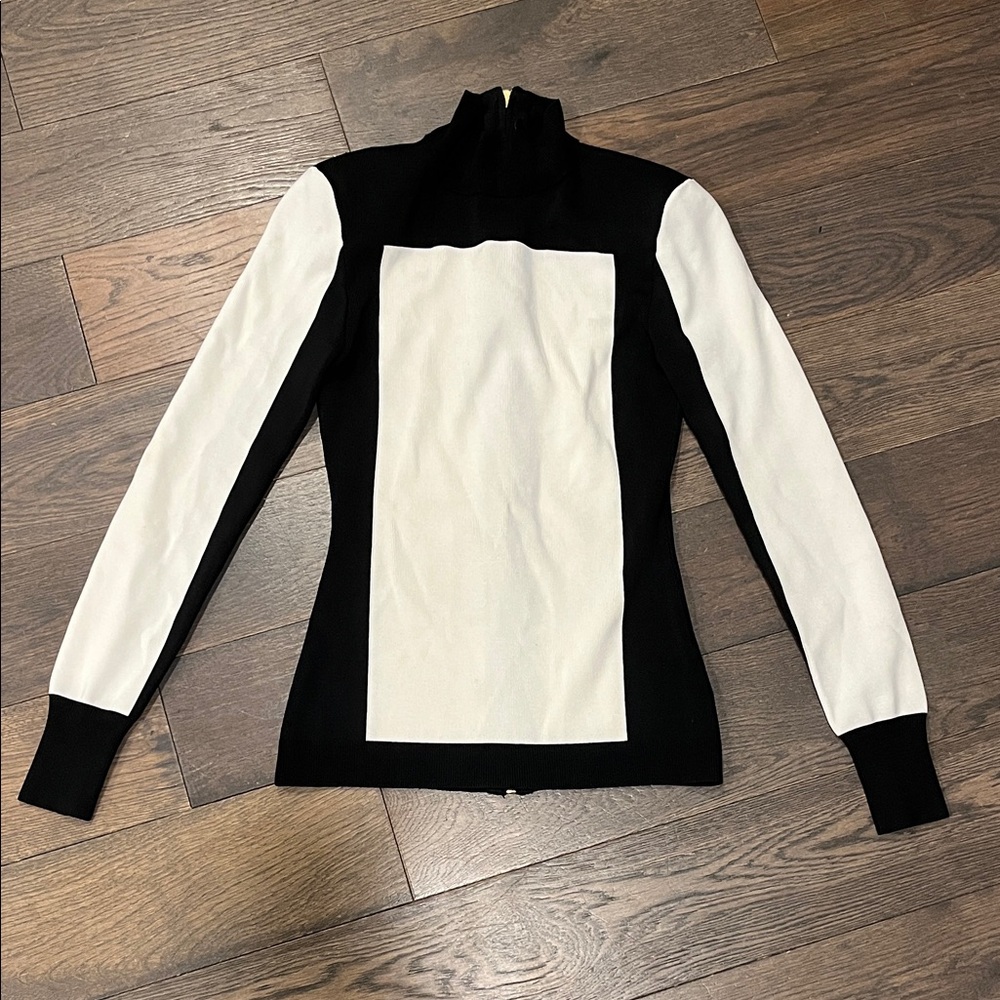 Balmain h&m zip back Black and White top small